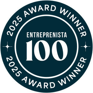 ENTREPRENISTA 100 badge with 2025 AWARD WINNER written around the edge